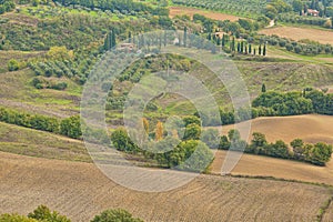 Landscape of hills tuscany in autumn in Italy