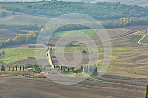 Landscape of hills tuscany in autumn in Italy