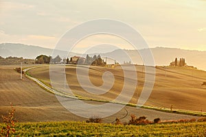 Landscape of hills tuscany in autumn in Italy