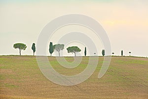 Landscape of hills tuscany in autumn in Italy