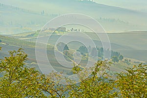 Landscape of hills tuscany in autumn in Italy