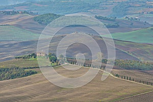 Landscape of hills tuscany in autumn in Italy