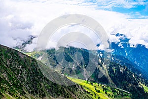 Landscape in the Himalayas Panoramic view from the top of Sonmarg, Nepal\'s Kashmir valley in the Himalayan region India.