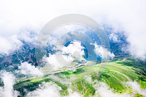 Landscape in the Himalayas Panoramic view from the top of Sonmarg, Nepal\'s Kashmir valley in the Himalayan region India.