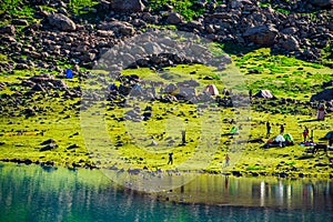 Landscape in the Himalayas Panoramic view from the top of Sonmarg, Nepal\'s Kashmir valley in the Himalayan region India.