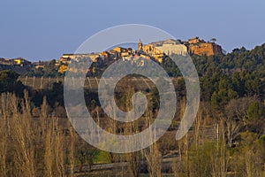 Landscape with historic ocher village Roussillon, Provence, Luberon, Vaucluse, France