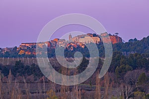 Landscape with historic ocher village Roussillon, Provence, Luberon, Vaucluse, France