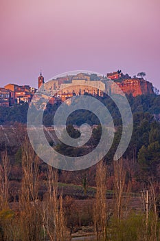 Landscape with historic ocher village Roussillon, Provence, Luberon, Vaucluse, France