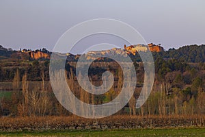 Landscape with historic ocher village Roussillon, Provence, Luberon, Vaucluse, France