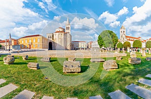 Landscape with historic roman artifacts in Zadar, Croatia