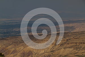 Landscape of the Holy Land as viewed from the Mount Nebo, Jord