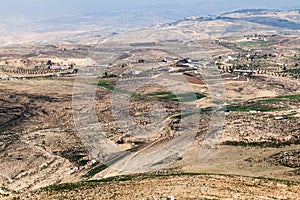 Landscape of the Holy Land as viewed from the Mount Nebo, Jord