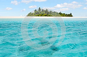 Landscape of Honeymoon island in Aitutaki Lagoon Cook Islands