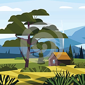 Landscape with house with collor