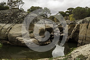 Landscape and Hoyo de Pinares reservoir, drought due to climate change. photo