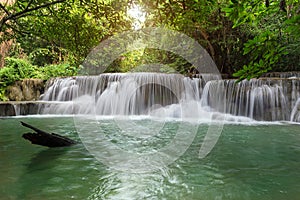 Landscape Huai Mae Kamin waterfall Srinakarin Dam in Kanchanaburi