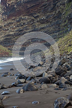 Landscape with huge cliffs, Nogales beach, La Palma, Canary Islands
