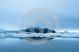Landscape with ice floes in the glacial lake Fjallsarlon, Iceland