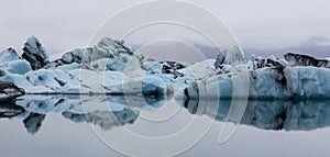 Landscape of Icebergs on Jokulsarlon Lake, Southern Iceland