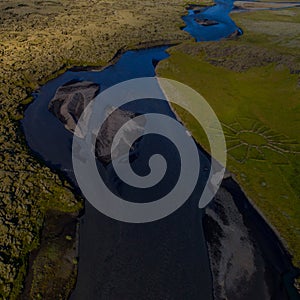 Iceland with rivers and beautiful hills photo
