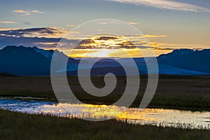 Landscape in Iceland at sunset