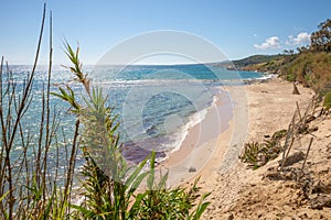 Landscape of idyllic wild Beach Punta Paloma in Cadiz