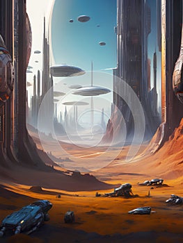 Landscape illustration of expanse scifi spacescape ceres colony