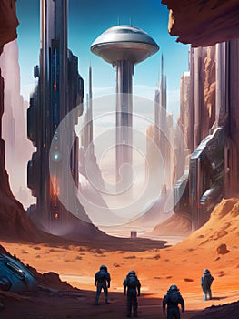 Landscape illustration of expanse scifi spacescape ceres colony