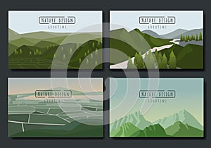 Landscape illustration set, Vector banners set