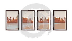 landscape illustration set, Vector banners set with polygonal landscape illustration