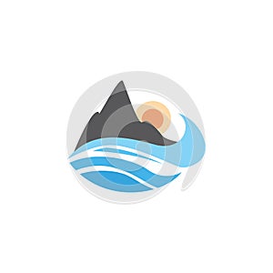 Landscape illustration summer logo sea mountain pattern color design