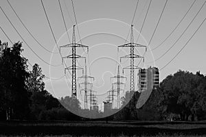 Landscape with the image of ETL power transmission line.
