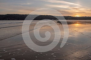 Landscape image of Oxwich Bay at sunset in the Gower Peninsula