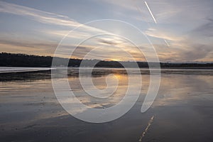 Landscape image of Oxwich Bay at sunset in the Gower Peninsula