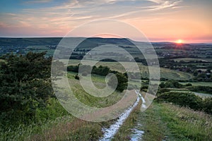 Landscape image Summer sunset view over English countryside