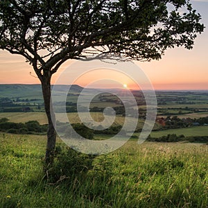 Landscape image Summer sunset view over English countryside