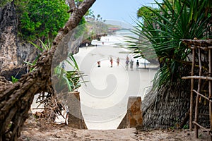 Landscape of the Indian Ocean coastline with at Mtende Beach,