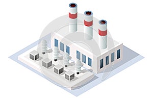 Landscape of industrial objects plant, factories, 3d illustration