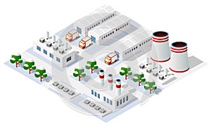 Landscape of industrial objects plant, factories, 3d illustration