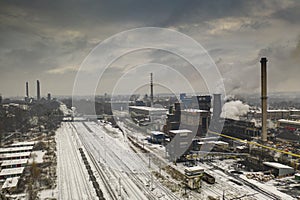 Landscape of industry: mine factories smelters railway