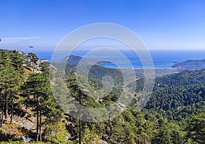 Landscape on the Ipsarion or Ypsarion mountain in Thassos , Greece