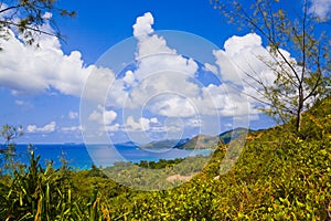 Landscape of island Praslin, Seychelles