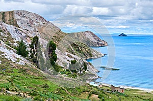 Landscape on Island of the Sun on Titicaca lake. Bolivia.