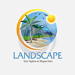 Landscape island symbol or icon