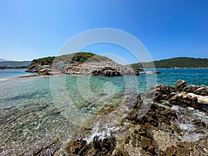 Landscape of Isole Gemelle di Ksamil in Albania