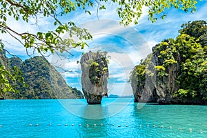 Landscape of James Bond island Phang-Nga bay.