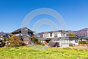 Landscape of Japanese town, traditional wooden house and modern villa,Kyoto,Japan