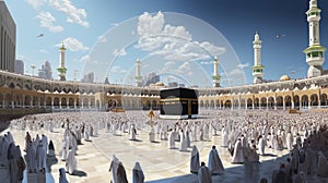 Landscape of the Kaaba in Mecca. Generative AI,