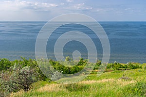 Landscape with Kakhovka Reservoir located on the Dnepr River, Ukraine
