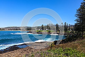 Landscape of the Kiama Blowhole on a bright summer day